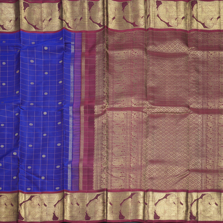 Hayagrivas Handloom MS Blue Kanjivaram Silk Saree with Maroon Border KBFL226G1-1-SBS-BF226
