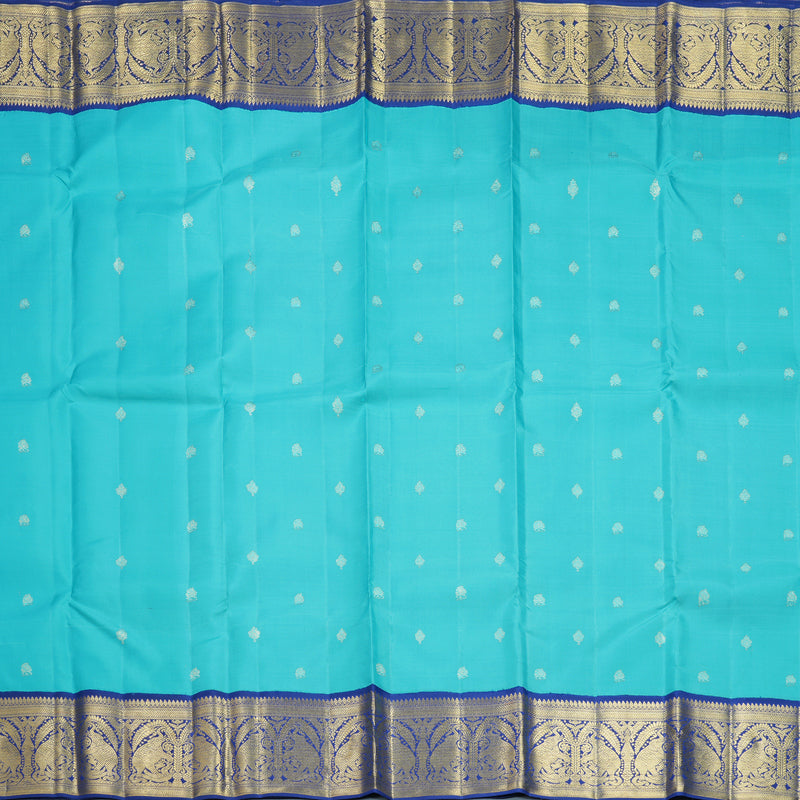 Hayagrivas Handloom Sky Blue Kanjivaram Silk Saree with Dark Blue Border KBFL228G1-1-SBS-BF228