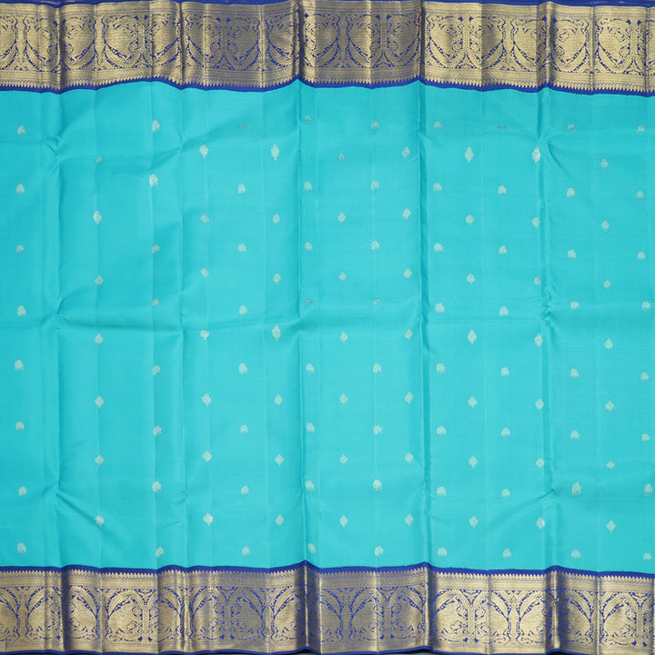 Hayagrivas Handloom Sky Blue Kanjivaram Silk Saree with Dark Blue Border KBFL228G1-1-SBS-BF228