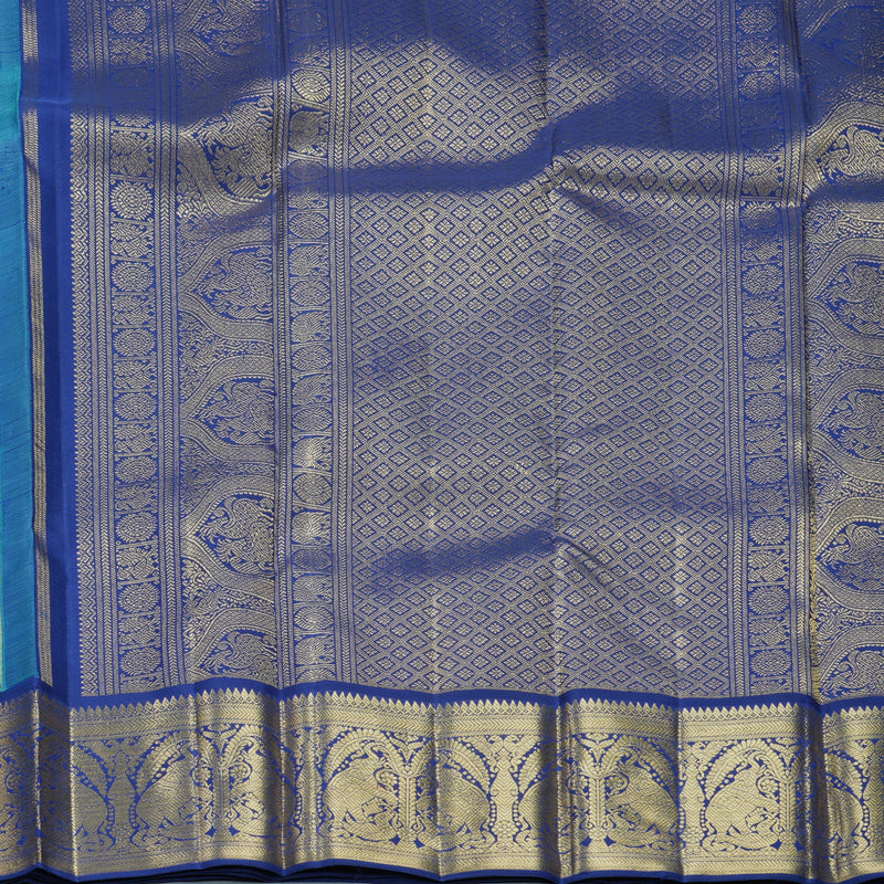 Hayagrivas Handloom Sky Blue Kanjivaram Silk Saree with Dark Blue Border KBFL228G1-1-SBS-BF228