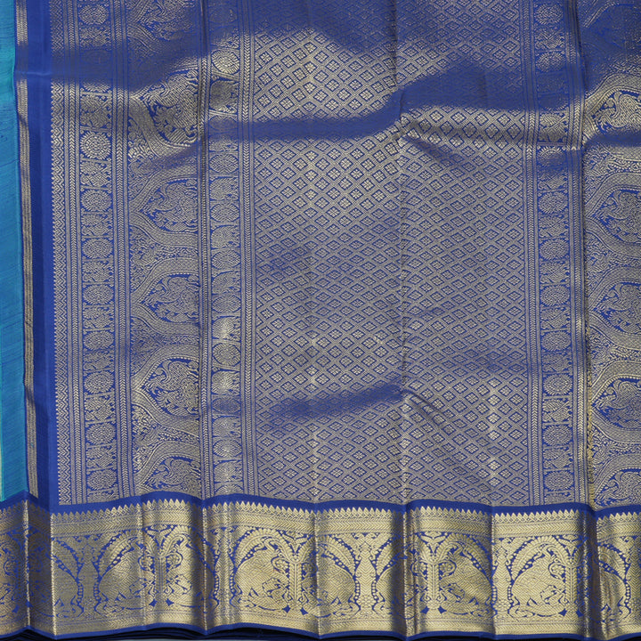 Hayagrivas Handloom Sky Blue Kanjivaram Silk Saree with Dark Blue Border KBFL228G1-1-SBS-BF228
