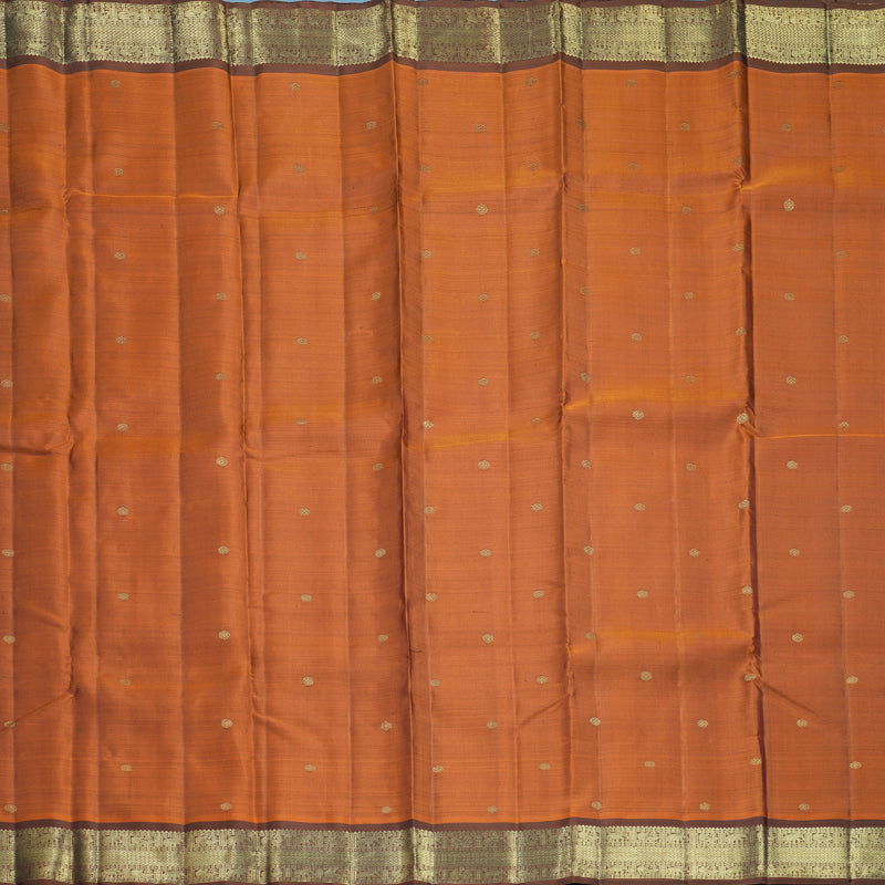 Hayagrivas Handloom Rust Orange Kanjivaram Silk Saree with Brown Border KBFL229G1-1-SBS-BF229