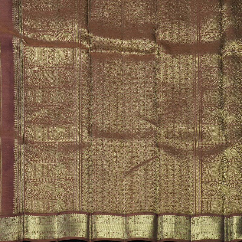 Hayagrivas Handloom Rust Orange Kanjivaram Silk Saree with Brown Border KBFL229G1-1-SBS-BF229