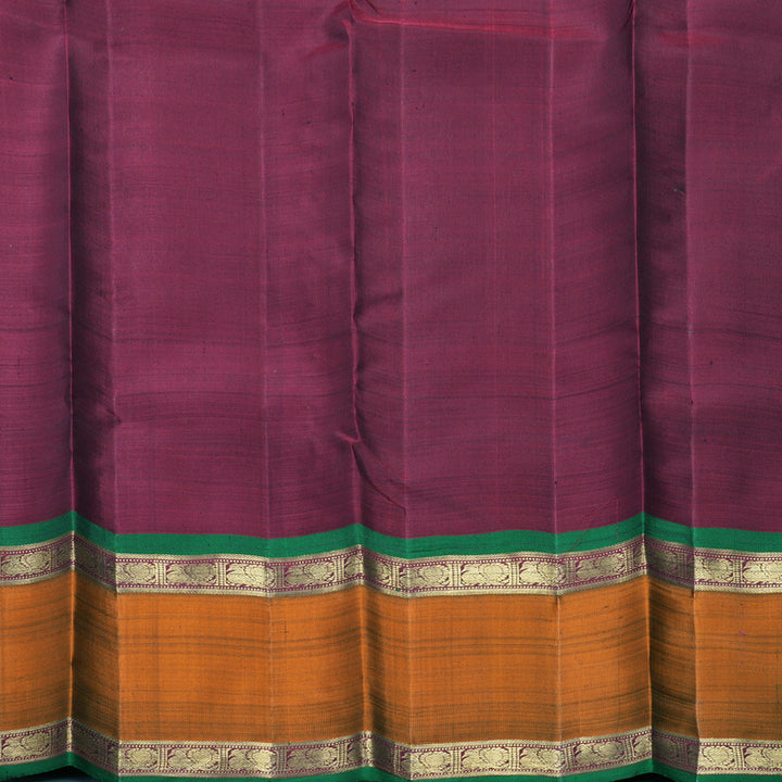 Hayagrivas Handloom Grey Kanjivaram Silk Saree with Rust Orange Border KBFL236G1-1-SBS-BF236