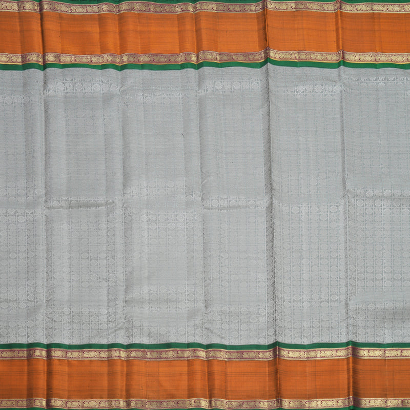 Hayagrivas Handloom Grey Kanjivaram Silk Saree with Rust Orange Border KBFL236G1-1-SBS-BF236