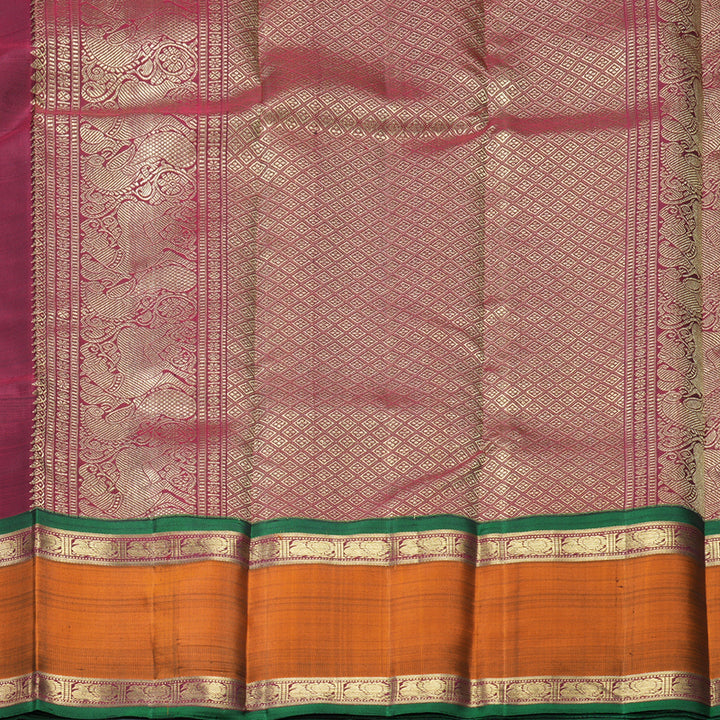 Hayagrivas Handloom Grey Kanjivaram Silk Saree with Rust Orange Border KBFL236G1-1-SBS-BF236