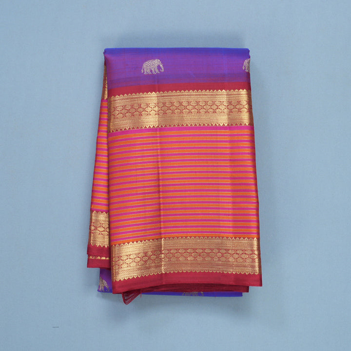 Hayagrivas Handloom Purple Kanjivaram Silk Saree with Red Border KBFL237G1-1-SBS-BF237