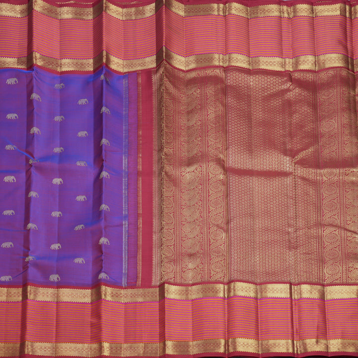 Hayagrivas Handloom Purple Kanjivaram Silk Saree with Red Border KBFL237G1-1-SBS-BF237