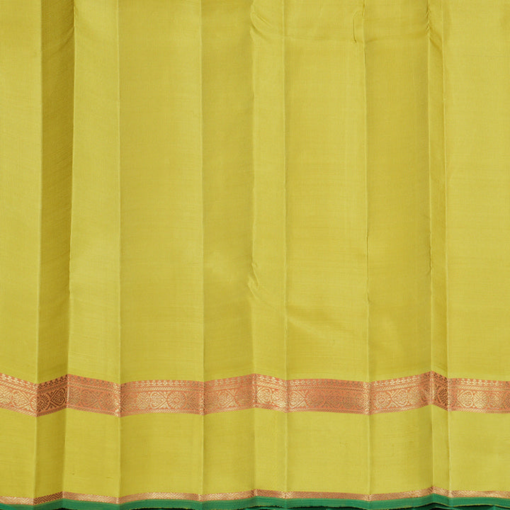 Hayagrivas Handloom Half-White Kanjivaram Silk Saree with Lime Green Border KBFL238G1-1-SBS-BF238