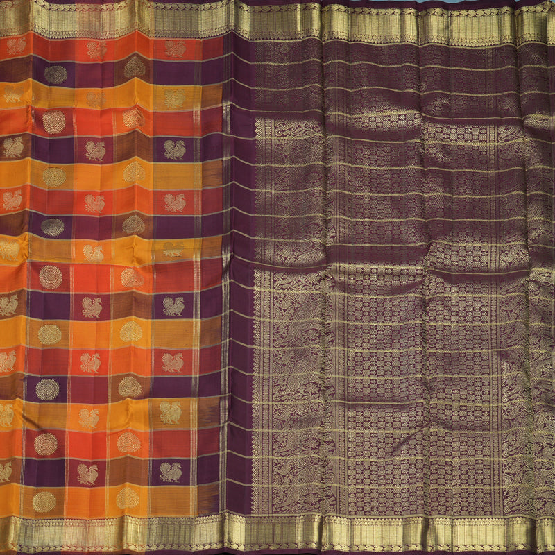 Hayagrivas Handloom Multicolour Checks Kanjivaram Silk Saree KBFL243G1-1-BF243-SBS
