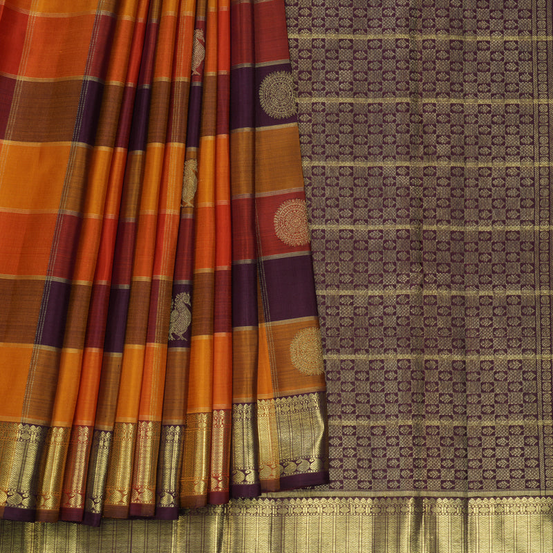 Hayagrivas Handloom Multicolour Checks Kanjivaram Silk Saree KBFL243G1-1-BF243-SBS