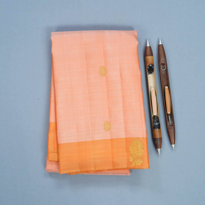 Hayagrivas Handloom Peach Orange Kanjivaram Silk Saree with Orange Border KBFL244G1-1-BF244-SBS