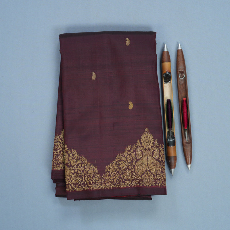 Hayagrivas Handloom Burgundy Kanjivaram Silk Saree KBFL245G1-1-BF245-SBS