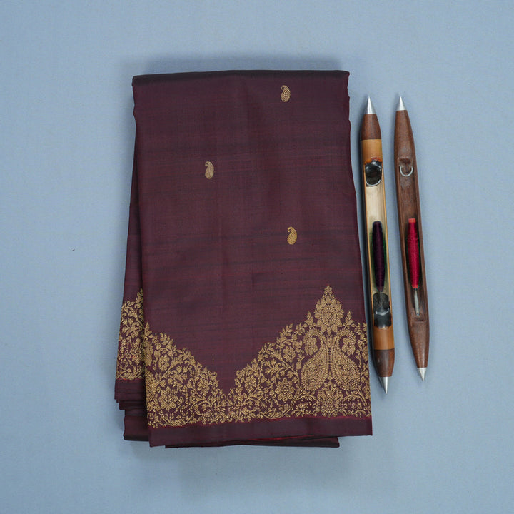 Hayagrivas Handloom Burgundy Kanjivaram Silk Saree KBFL245G1-1-BF245-SBS
