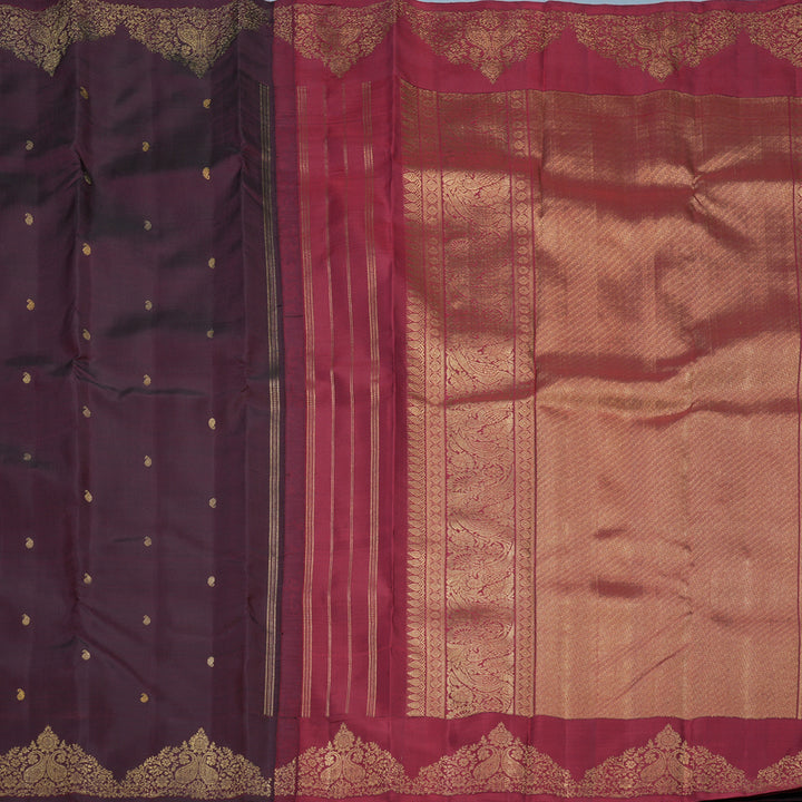Hayagrivas Handloom Burgundy Kanjivaram Silk Saree KBFL245G1-1-BF245-SBS
