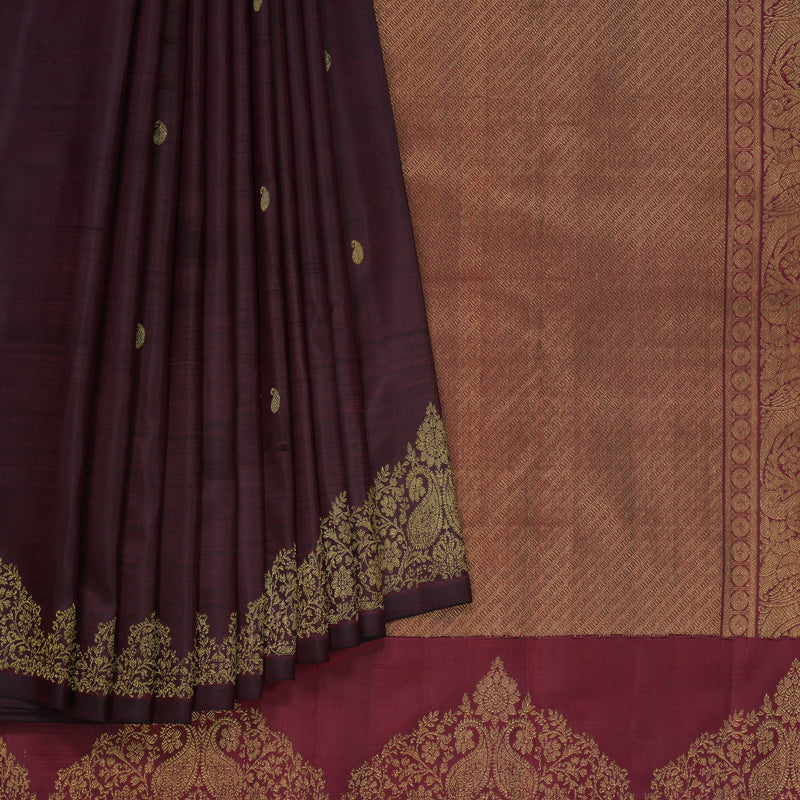 Hayagrivas Handloom Burgundy Kanjivaram Silk Saree KBFL245G1-1-BF245-SBS