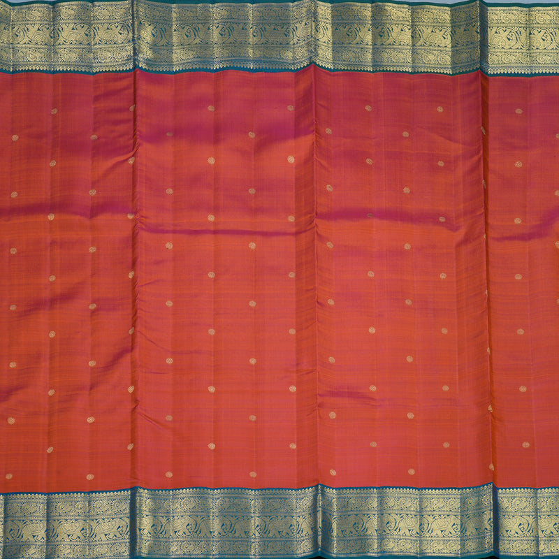 Hayagrivas Handloom Rust Orange Ten Yards Kanjivaram Silk Saree with Mayilkazhuthu Border KBFL246G1-1-BF246-SBS