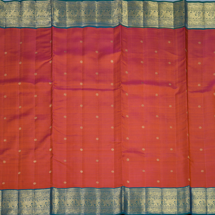 Hayagrivas Handloom Rust Orange Ten Yards Kanjivaram Silk Saree with Mayilkazhuthu Border KBFL246G1-1-BF246-SBS
