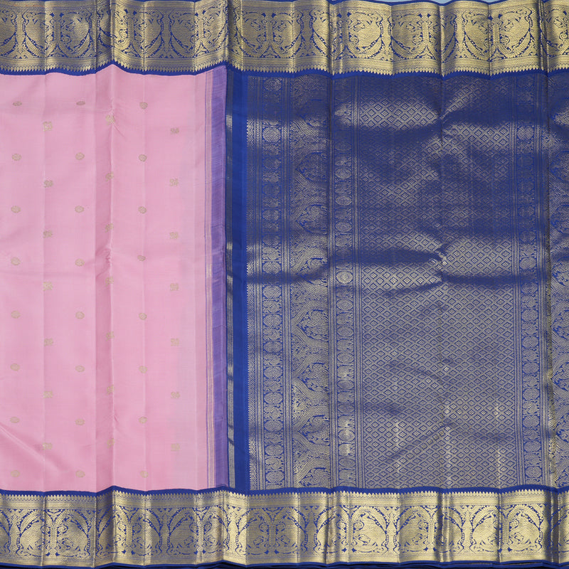Hayagrivas Handloom Rose Pink Kanjivaram Silk Saree with Dark Blue Border KBFL247G1-1-BF247-SBS