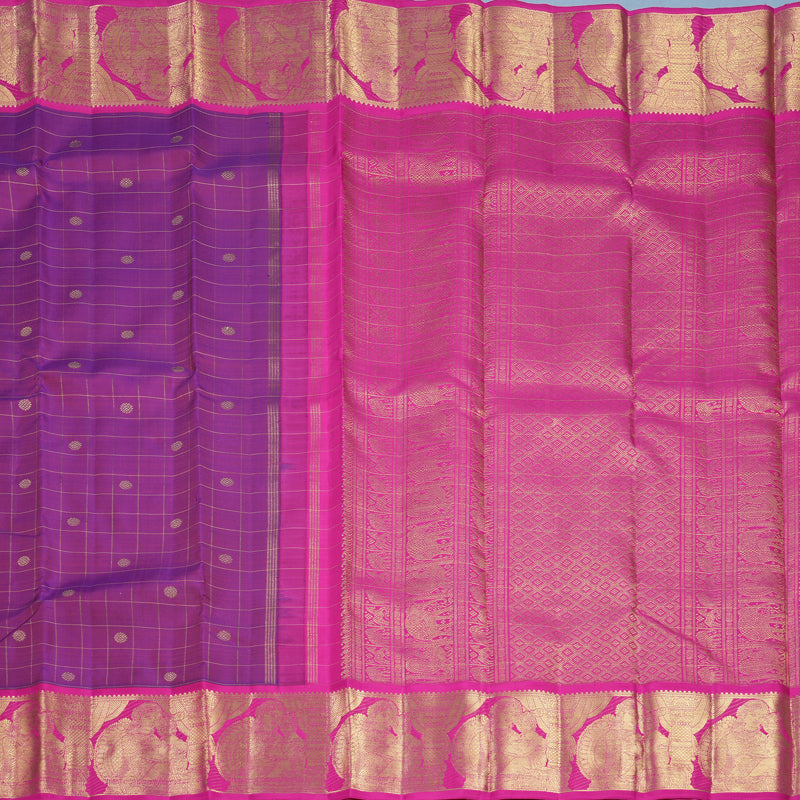 Hayagrivas Handloom Purple Kanjivaram Silk Saree with Rani Pink Border KBFL252G1-1-BF252-SBS