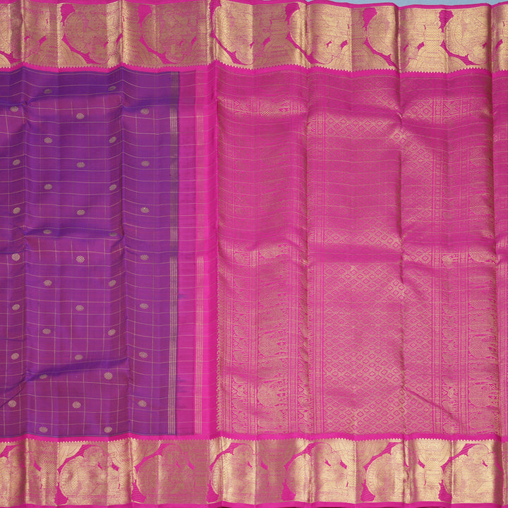 Hayagrivas Handloom Purple Kanjivaram Silk Saree with Rani Pink Border KBFL252G1-1-BF252-SBS