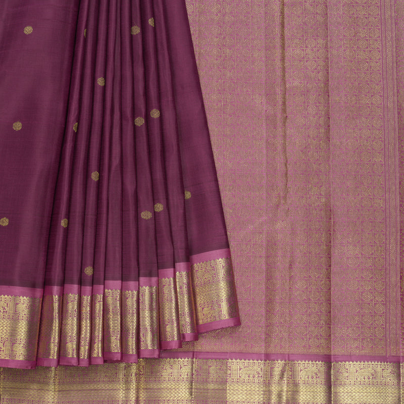 Hayagrivas Handloom Vadamalli Purple Kanjivaram Silk Saree with Persian Pink Border KBFL253G1-1-BF253-SBS