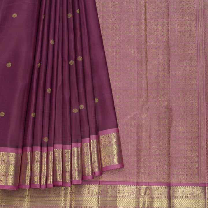 Hayagrivas Handloom Vadamalli Purple Kanjivaram Silk Saree with Persian Pink Border KBFL253G1-1-BF253-SBS