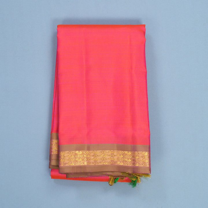 Hayagrivas Handloom Orangish-Pink Kanjivaram Silk Saree with Mild Manthalir Border KBFL254G1-1-BF254-SBS