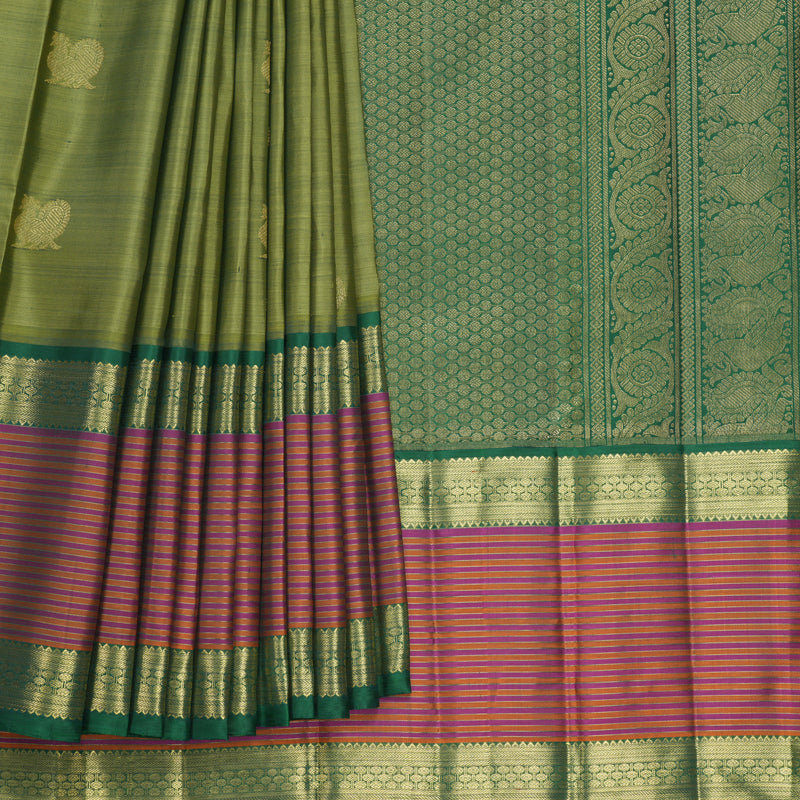 Hayagrivas Handloom Light Green Kanjivaram Silk Saree KBFL255G1-1-BF255-SBS