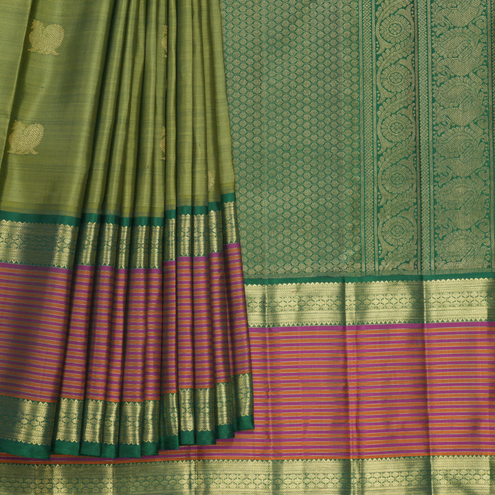 Hayagrivas Handloom Light Green Kanjivaram Silk Saree KBFL255G1-1-BF255-SBS