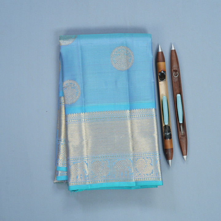 Hayagrivas Handloom Powder Blue Kanjivaram Silk Saree KBFL261G1-1-BF261-SBS