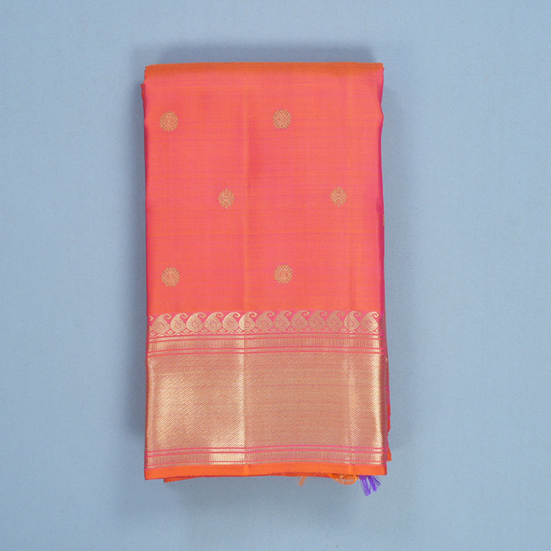 Hayagrivas Handloom Orangish-Pink Kanjivaram Silk Saree KBFL263G1-1-BF263-SBS