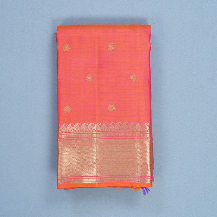 Hayagrivas Handloom Orangish-Pink Kanjivaram Silk Saree KBFL263G1-1-BF263-SBS