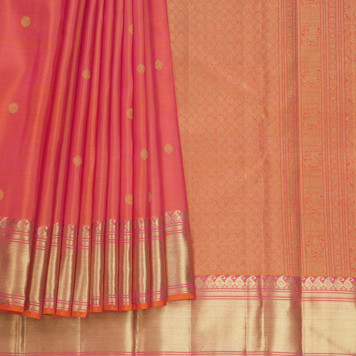 Hayagrivas Handloom Orangish-Pink Kanjivaram Silk Saree KBFL263G1-1-BF263-SBS
