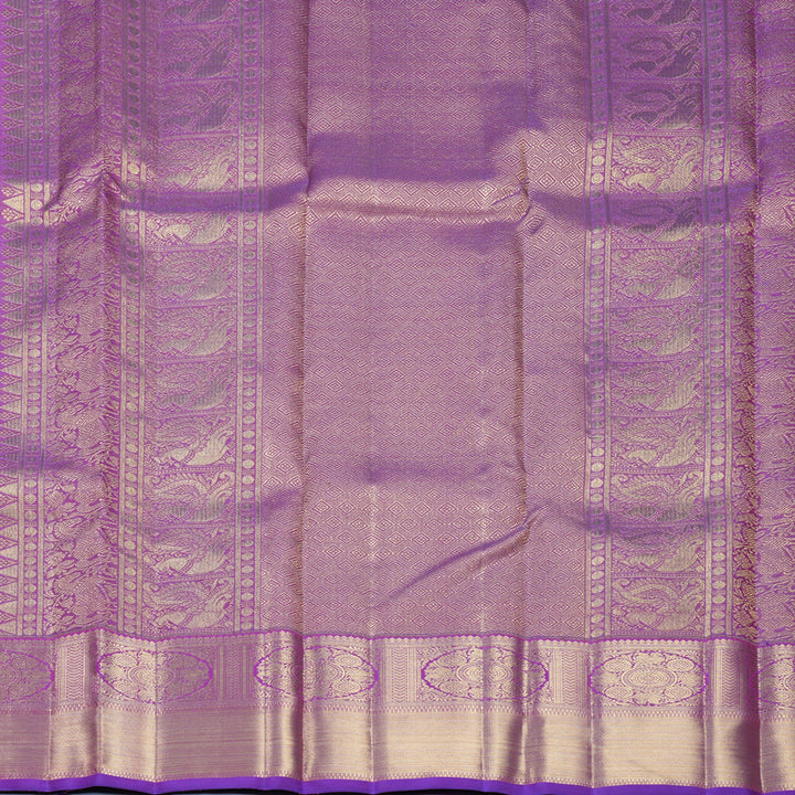 Hayagrivas Handloom Orangish-Pink Kanjivaram Silk Saree with Purple Border KBFL265H1-1-BF265-SBS