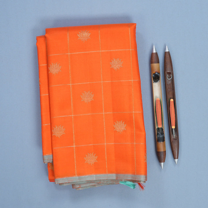 Hayagrivas Handloom Orange Kanjivaram Silk Saree KBFL270H1-1-BF270-SBS