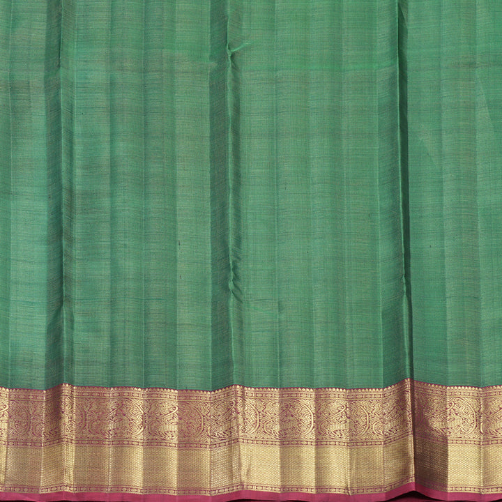 Hayagrivas Handloom Peacock Green Kanjivaram Silk Saree with Reddish-Pink Border KBFL271H1-1-BF271-SBS