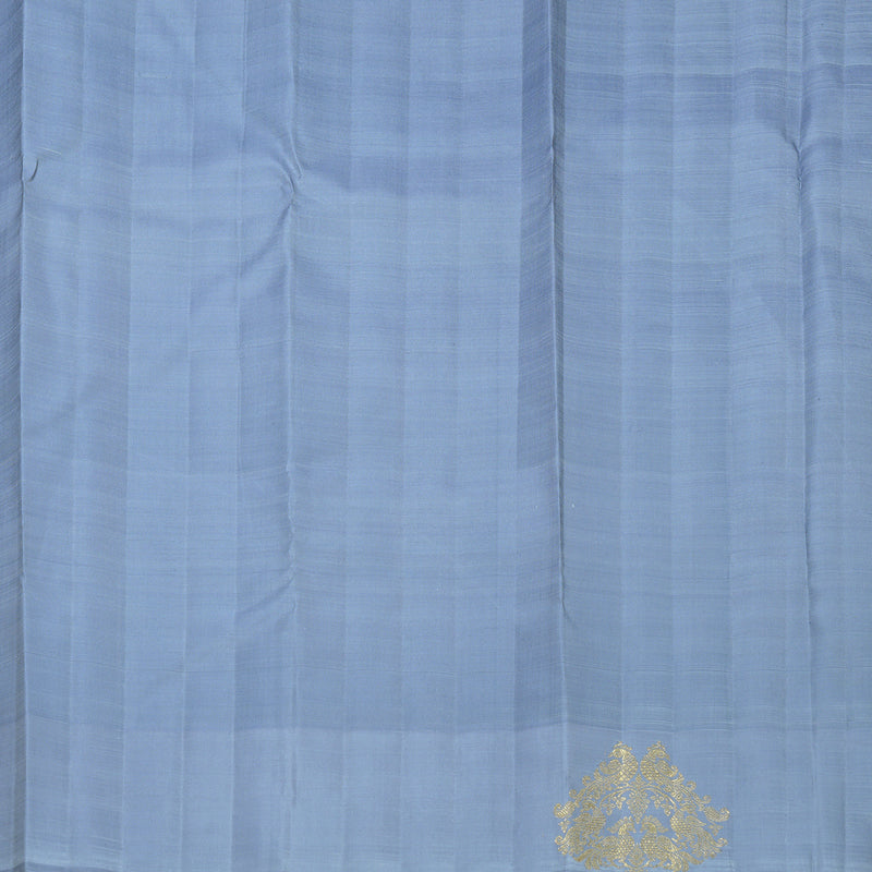 Hayagrivas Handloom Grey Kanjivaram Silk Saree with Bluish-Grey Border KBFL274H1-1-BF274-SBS