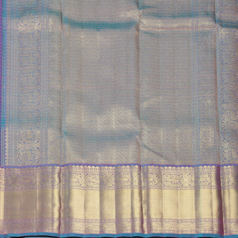Hayagrivas Handloom Blue-Purple (Shot Colour) Kanjivaram Silk Saree with Teal Border KBFL275H1-1-BF275-SBS