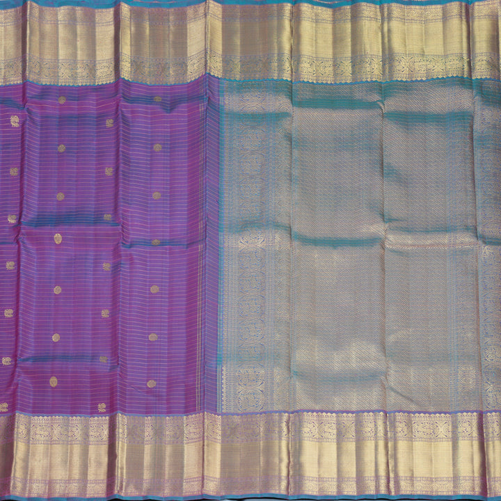 Hayagrivas Handloom Blue-Purple (Shot Colour) Kanjivaram Silk Saree with Teal Border KBFL275H1-1-BF275-SBS