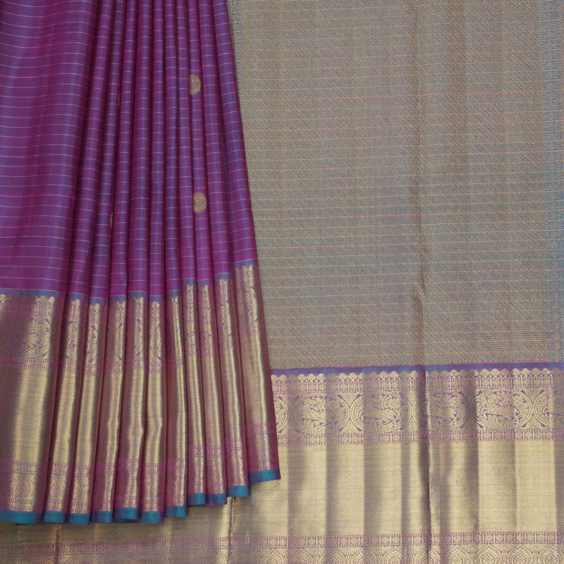 Hayagrivas Handloom Blue-Purple (Shot Colour) Kanjivaram Silk Saree with Teal Border KBFL275H1-1-BF275-SBS