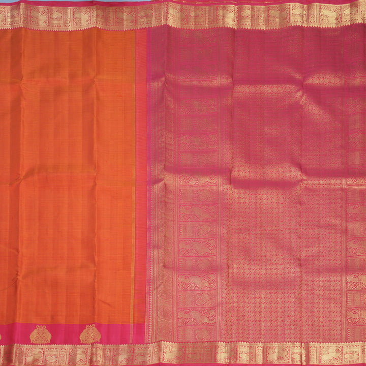 Hayagrivas Handloom Orange Kanjivaram Silk Saree with Red Border KBFL276H1-1-BF276-SBS