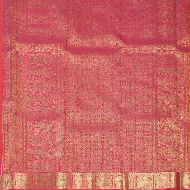 Hayagrivas Handloom Orange Kanjivaram Silk Saree with Red Border KBFL276H1-1-BF276-SBS