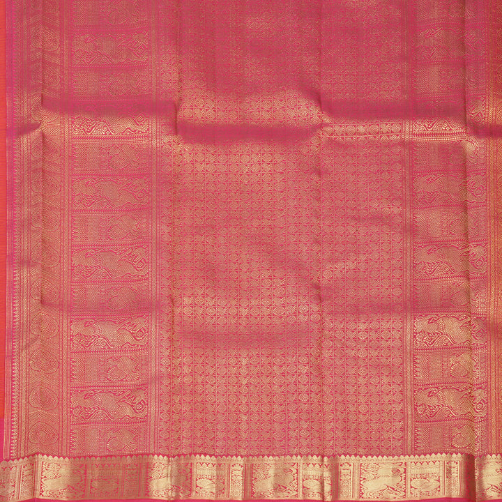 Hayagrivas Handloom Orange Kanjivaram Silk Saree with Red Border KBFL276H1-1-BF276-SBS