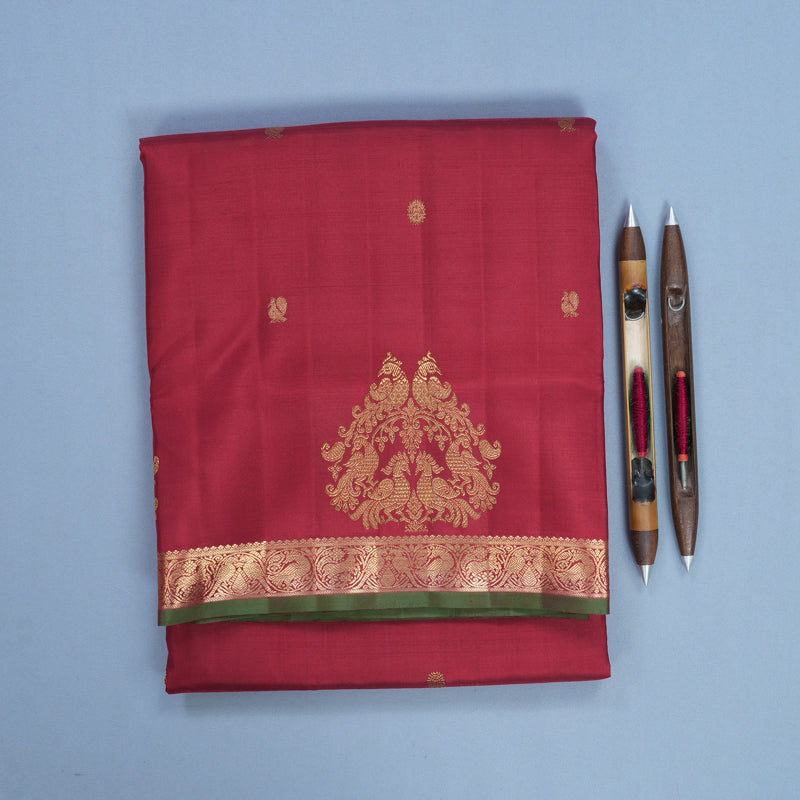 Hayagrivas Handloom Maroon Ten Yards Silk Saree KBFL277H1-1-BF277-SBS