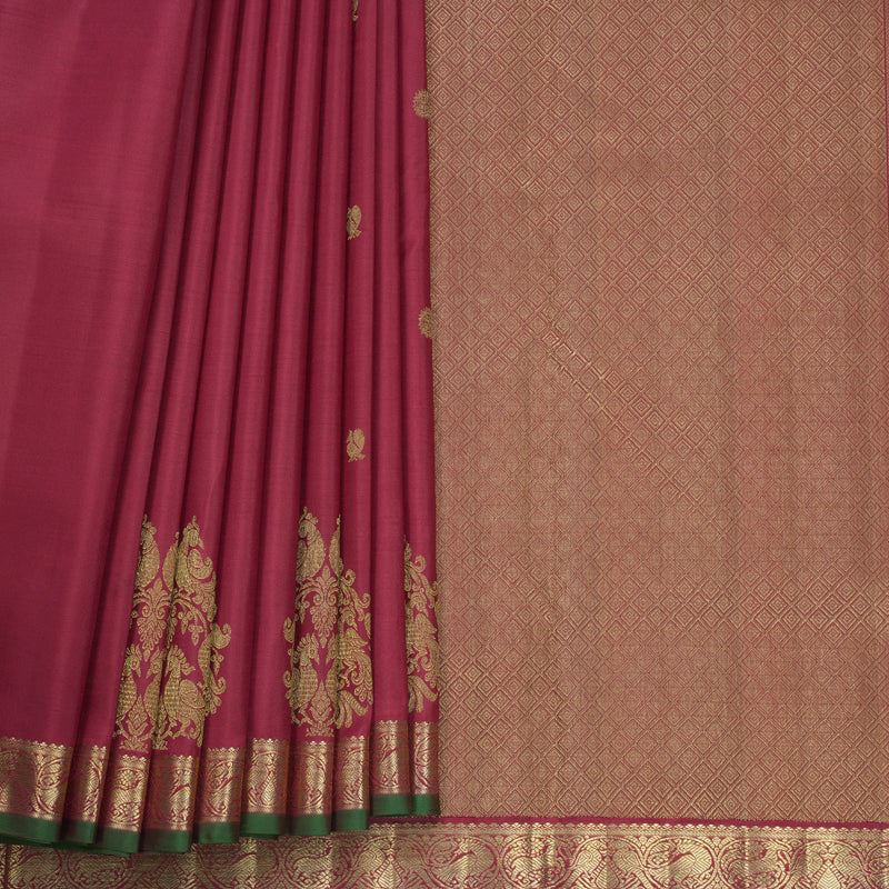Hayagrivas Handloom Maroon Ten Yards Silk Saree KBFL277H1-1-BF277-SBS