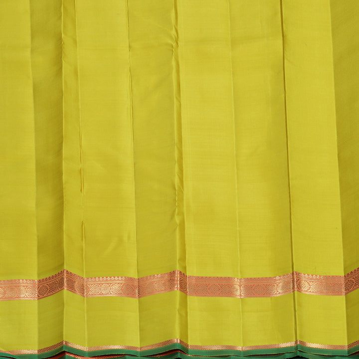 Hayagrivas Handloom Peach Orange Kanjivaram Silk Saree with Lime Green Border KBFL278H1-1-BF278-SBS