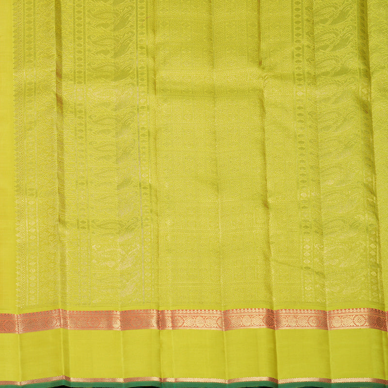 Hayagrivas Handloom Peach Orange Kanjivaram Silk Saree with Lime Green Border KBFL278H1-1-BF278-SBS