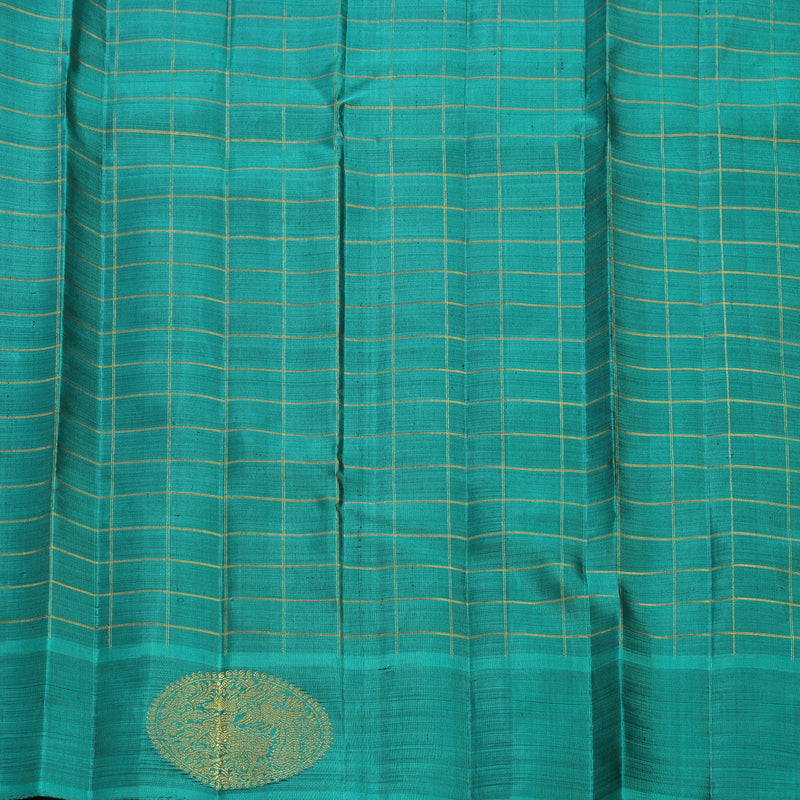 Hayagrivas Handloom Honey Shade Kanjivaram Silk Saree with Aqua Green Border KBFL280H1-1-BF280-SBS