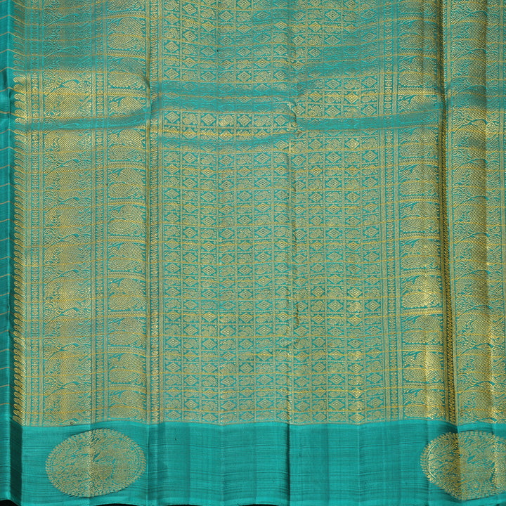 Hayagrivas Handloom Honey Shade Kanjivaram Silk Saree with Aqua Green Border KBFL280H1-1-BF280-SBS